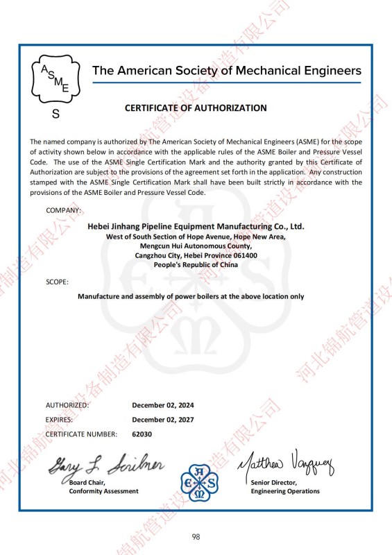 Hebei Jinhang Pipeline Equipment Manufacturing Co., Ltd. – Zertifizierungen, Qualitätssystem und Exporterfahrung